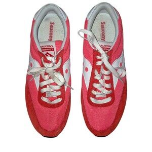 Saucony Shoes Womens 8.5 Bullet Running Sneakers Pink & White Suede Lace Up